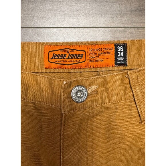 Jesse James Carpenter Pants Men's 36x34 Canvas Workwear Utility Grunge Y2K - Picture 3 of 8